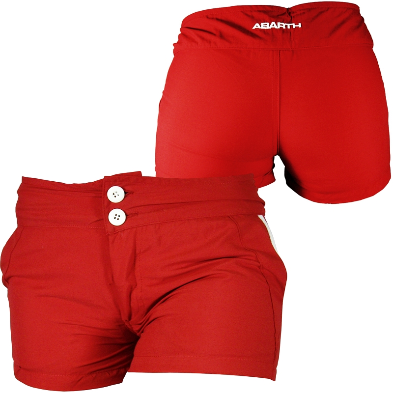 Abarth Ladies Red Double Button Hipster Shorts